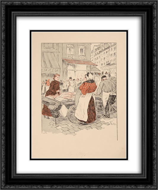 La Bagnole 20x24 Black Ornate Wood Framed Art Print Poster with Double Matting by Steinlen, Theophile