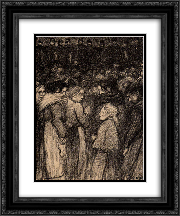 La Catastrophe 20x24 Black Ornate Wood Framed Art Print Poster with Double Matting by Steinlen, Theophile
