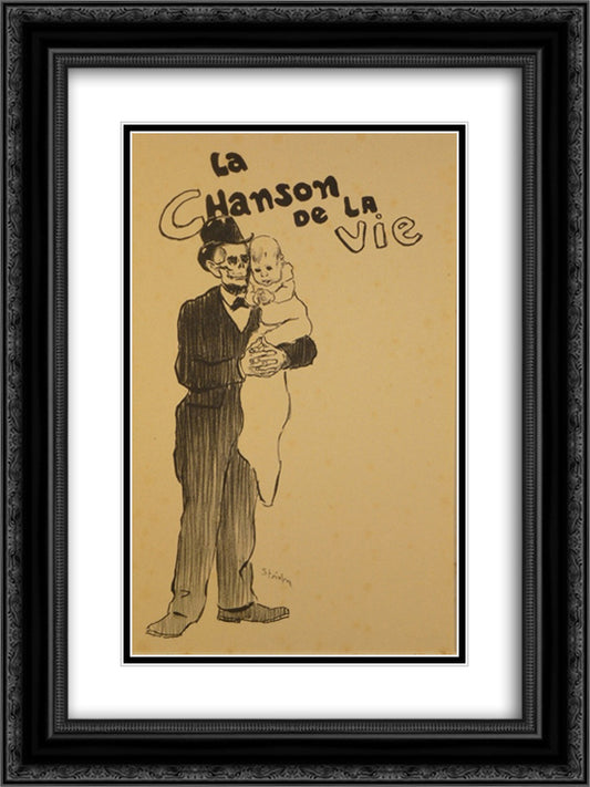 La Chanson De La Vie 18x24 Black Ornate Wood Framed Art Print Poster with Double Matting by Steinlen, Theophile