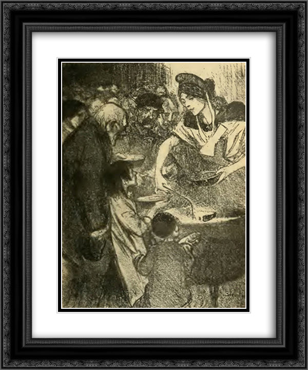 La Chanson De Nature 20x24 Black Ornate Wood Framed Art Print Poster with Double Matting by Steinlen, Theophile