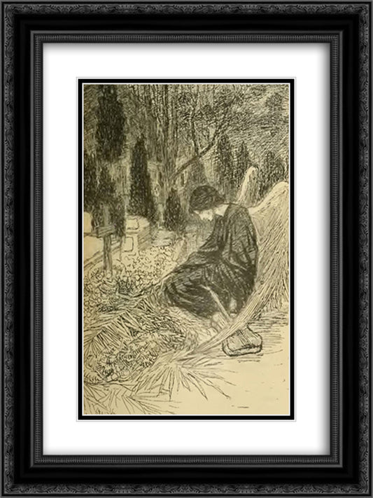 La Chanson Du Pauvre Chanteur 18x24 Black Ornate Wood Framed Art Print Poster with Double Matting by Steinlen, Theophile