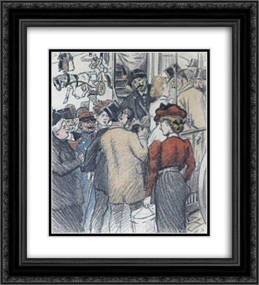 La Correspondance Cassee 20x22 Black Ornate Wood Framed Art Print Poster with Double Matting by Steinlen, Theophile