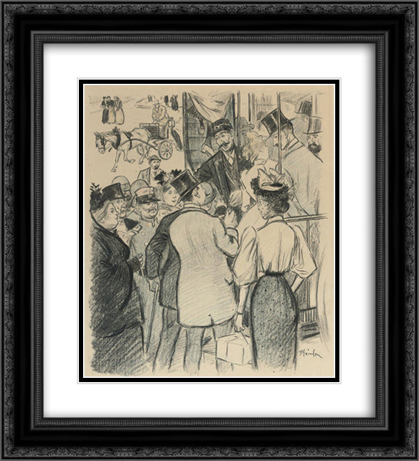 La Correspondance Cassee 20x22 Black Ornate Wood Framed Art Print Poster with Double Matting by Steinlen, Theophile