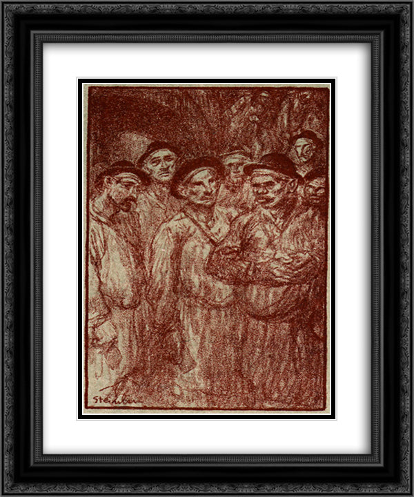 La Descente 20x24 Black Ornate Wood Framed Art Print Poster with Double Matting by Steinlen, Theophile