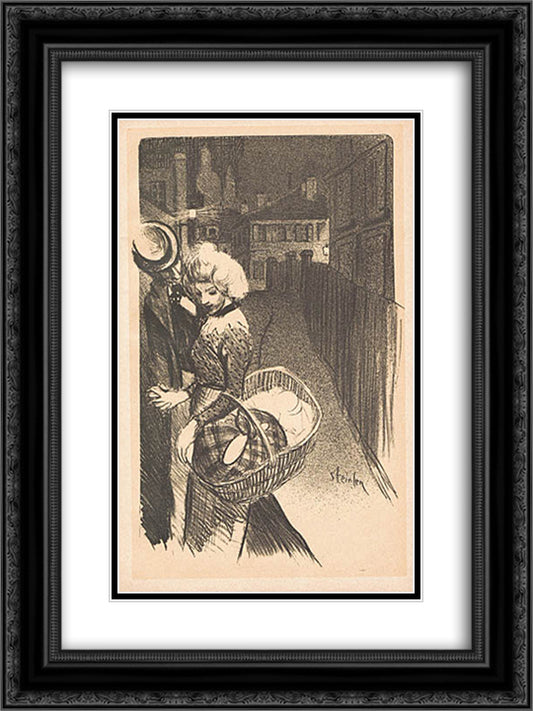 La fee aux cheveux d'or 18x24 Black Ornate Wood Framed Art Print Poster with Double Matting by Steinlen, Theophile
