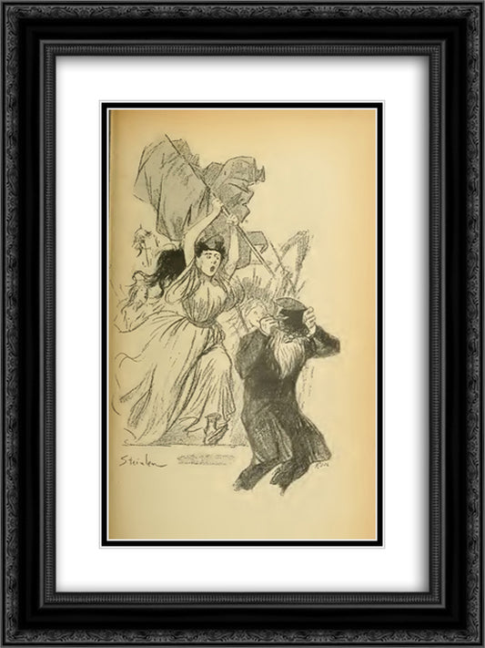 La Femme Libre 18x24 Black Ornate Wood Framed Art Print Poster with Double Matting by Steinlen, Theophile