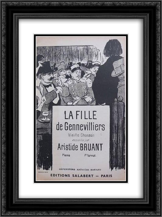 La Fille de Gennevilliers 18x24 Black Ornate Wood Framed Art Print Poster with Double Matting by Steinlen, Theophile