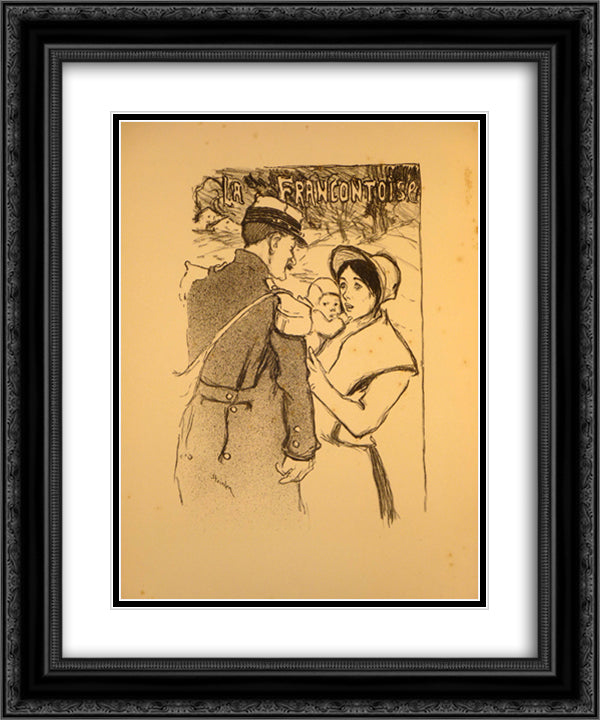 La Francontoise 20x24 Black Ornate Wood Framed Art Print Poster with Double Matting by Steinlen, Theophile