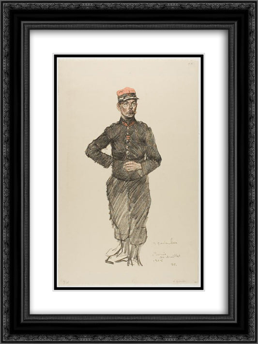 La Legionnaire 18x24 Black Ornate Wood Framed Art Print Poster with Double Matting by Steinlen, Theophile