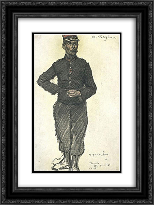 La Legionnaire 18x24 Black Ornate Wood Framed Art Print Poster with Double Matting by Steinlen, Theophile