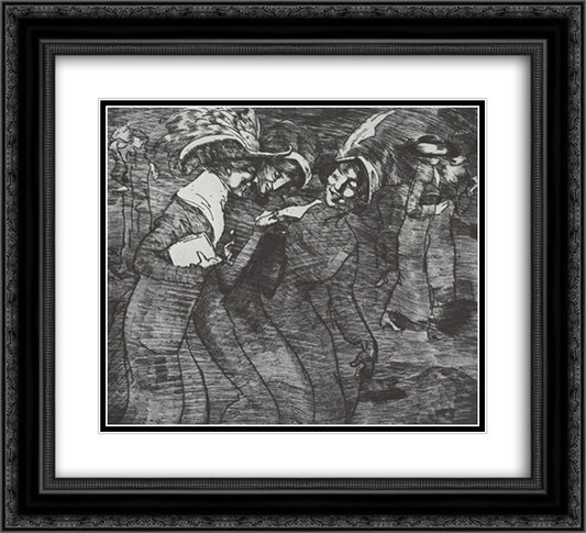 La Lettre 22x20 Black Ornate Wood Framed Art Print Poster with Double Matting by Steinlen, Theophile