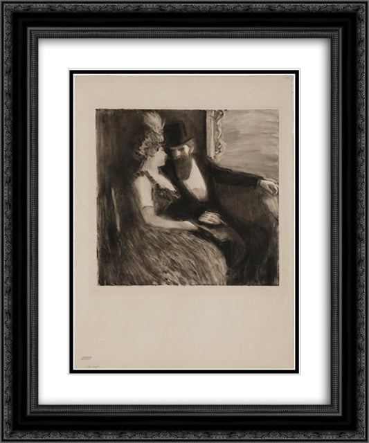 La Loge 20x24 Black Ornate Wood Framed Art Print Poster with Double Matting by Steinlen, Theophile
