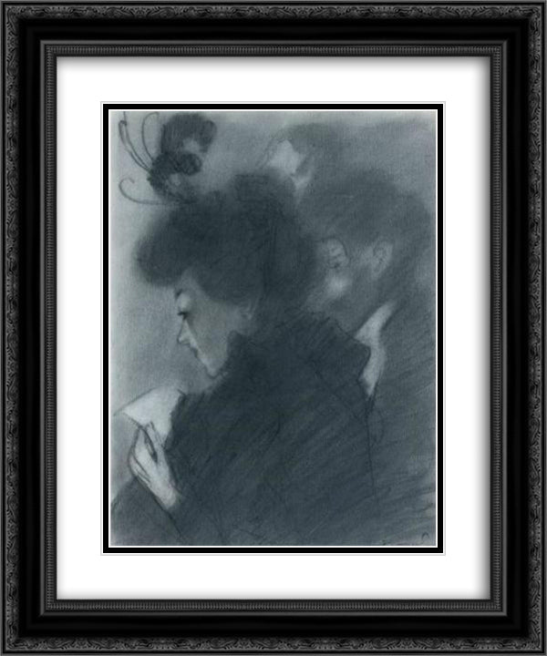 La Loge a L'Opera 20x24 Black Ornate Wood Framed Art Print Poster with Double Matting by Steinlen, Theophile