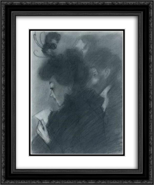 La Loge a L'Opera 20x24 Black Ornate Wood Framed Art Print Poster with Double Matting by Steinlen, Theophile