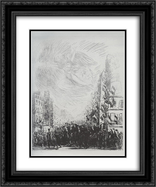 La Marseillaise 20x24 Black Ornate Wood Framed Art Print Poster with Double Matting by Steinlen, Theophile