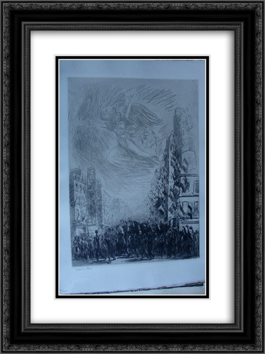 La Marseillaise 18x24 Black Ornate Wood Framed Art Print Poster with Double Matting by Steinlen, Theophile