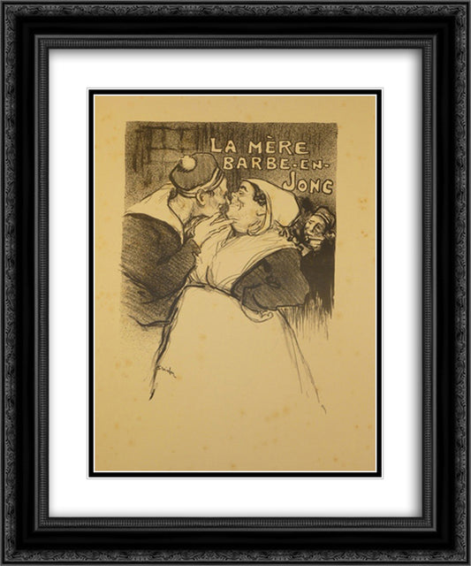 La Mere Barbe-En-Jonc 20x24 Black Ornate Wood Framed Art Print Poster with Double Matting by Steinlen, Theophile