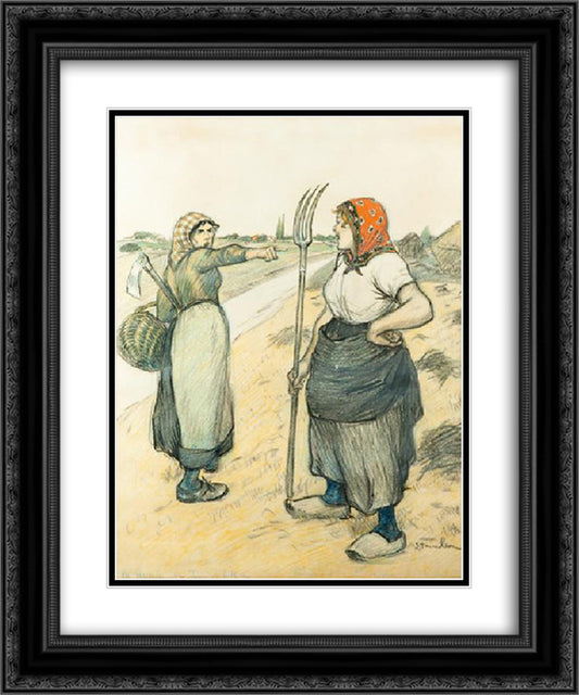 La Meule 20x24 Black Ornate Wood Framed Art Print Poster with Double Matting by Steinlen, Theophile