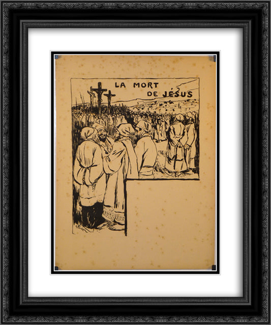 La Mort de Jesus 20x24 Black Ornate Wood Framed Art Print Poster with Double Matting by Steinlen, Theophile