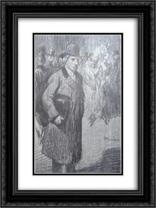 La Nuit de Philodore 18x24 Black Ornate Wood Framed Art Print Poster with Double Matting by Steinlen, Theophile