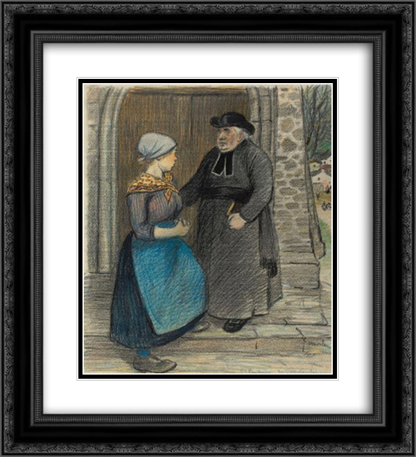 La Penitence 20x22 Black Ornate Wood Framed Art Print Poster with Double Matting by Steinlen, Theophile