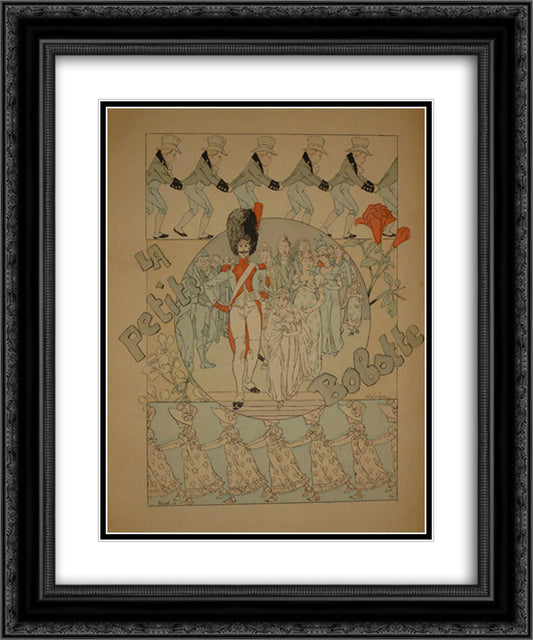 La Petite Bobotte 20x24 Black Ornate Wood Framed Art Print Poster with Double Matting by Steinlen, Theophile