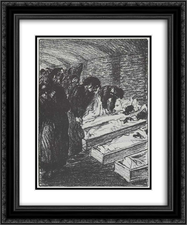 La Reconnaissance 20x24 Black Ornate Wood Framed Art Print Poster with Double Matting by Steinlen, Theophile