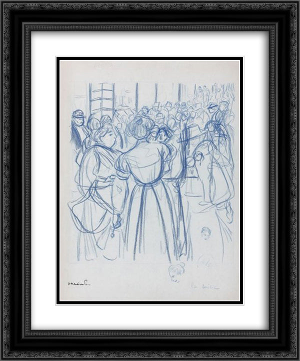 La Saisie 20x24 Black Ornate Wood Framed Art Print Poster with Double Matting by Steinlen, Theophile