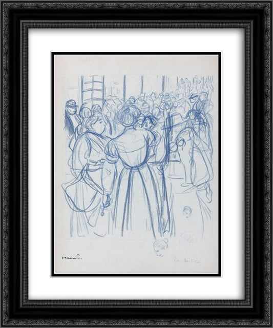 La Saisie 20x24 Black Ornate Wood Framed Art Print Poster with Double Matting by Steinlen, Theophile
