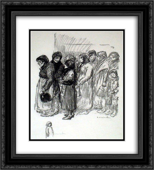 La Soupe Populaire 20x22 Black Ornate Wood Framed Art Print Poster with Double Matting by Steinlen, Theophile