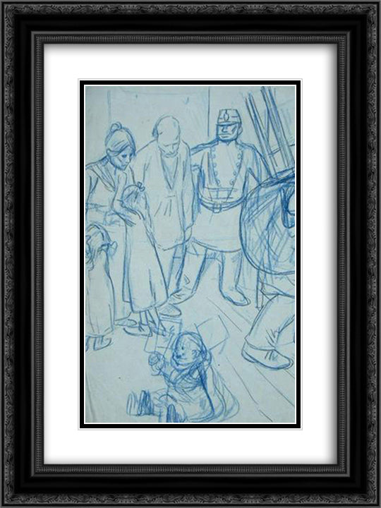 La Terme Franco Russe 18x24 Black Ornate Wood Framed Art Print Poster with Double Matting by Steinlen, Theophile