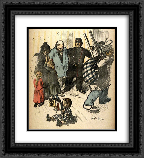 La Terme Franco-Russe 20x22 Black Ornate Wood Framed Art Print Poster with Double Matting by Steinlen, Theophile