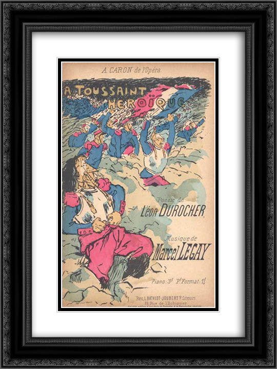 La Toussaint Heroique 18x24 Black Ornate Wood Framed Art Print Poster with Double Matting by Steinlen, Theophile