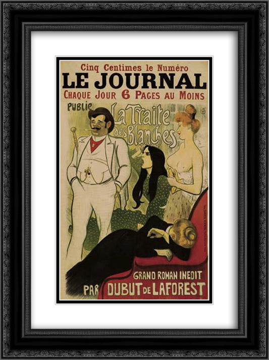 La Traite Des Blanches 18x24 Black Ornate Wood Framed Art Print Poster with Double Matting by Steinlen, Theophile
