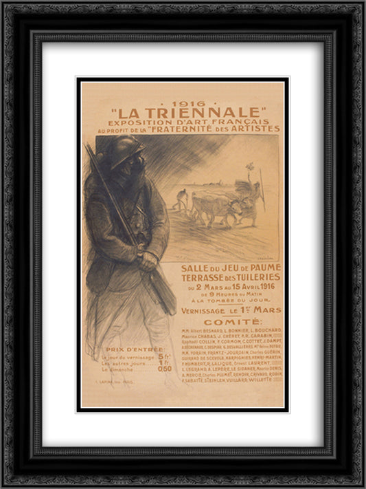 La Triennale 18x24 Black Ornate Wood Framed Art Print Poster with Double Matting by Steinlen, Theophile