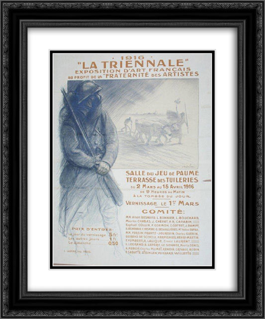 La Triennale 20x24 Black Ornate Wood Framed Art Print Poster with Double Matting by Steinlen, Theophile