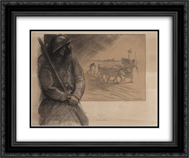 La Triennale 24x20 Black Ornate Wood Framed Art Print Poster with Double Matting by Steinlen, Theophile