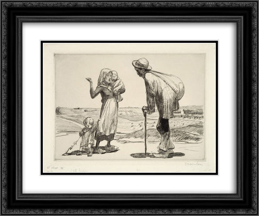 La Ville Lointaine 24x20 Black Ornate Wood Framed Art Print Poster with Double Matting by Steinlen, Theophile