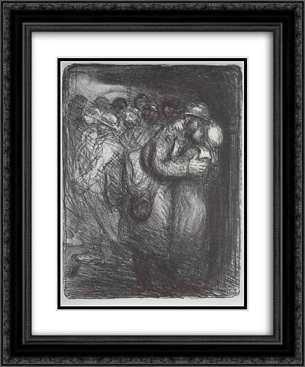 L'Adieu 20x24 Black Ornate Wood Framed Art Print Poster with Double Matting by Steinlen, Theophile
