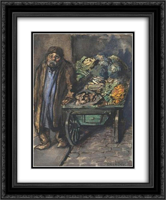 L'Affaire Crainquebille 20x24 Black Ornate Wood Framed Art Print Poster with Double Matting by Steinlen, Theophile