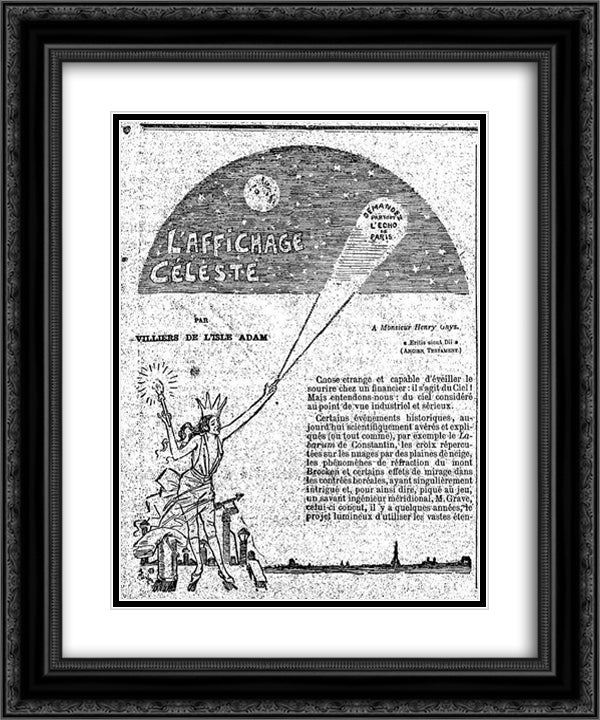 L'Affichage Celeste 20x24 Black Ornate Wood Framed Art Print Poster with Double Matting by Steinlen, Theophile