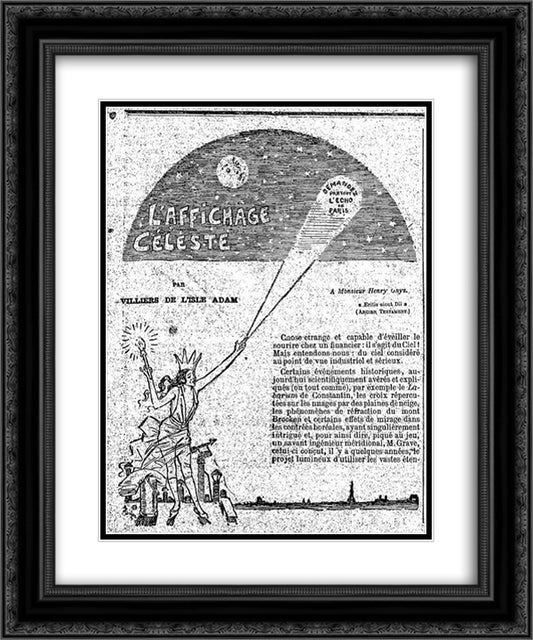 L'Affichage Celeste 20x24 Black Ornate Wood Framed Art Print Poster with Double Matting by Steinlen, Theophile