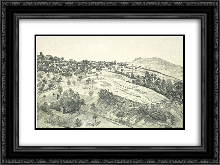 Landscape of Belmont 24x18 Black Ornate Wood Framed Art Print Poster with Double Matting by Steinlen, Theophile