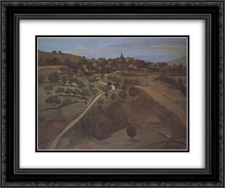 Landscape of Belmont 24x20 Black Ornate Wood Framed Art Print Poster with Double Matting by Steinlen, Theophile
