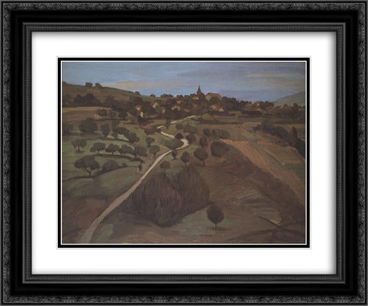 Landscape of Belmont 24x20 Black Ornate Wood Framed Art Print Poster with Double Matting by Steinlen, Theophile