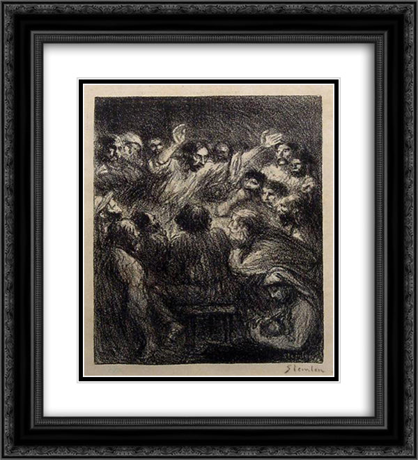 L'Apotre 20x22 Black Ornate Wood Framed Art Print Poster with Double Matting by Steinlen, Theophile