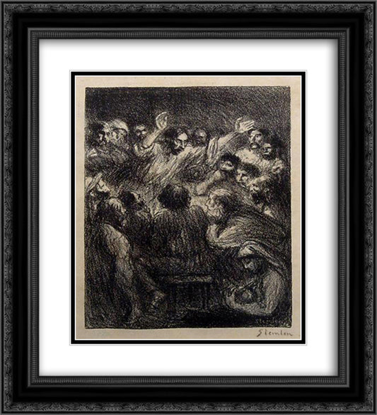 L'Apotre 20x22 Black Ornate Wood Framed Art Print Poster with Double Matting by Steinlen, Theophile