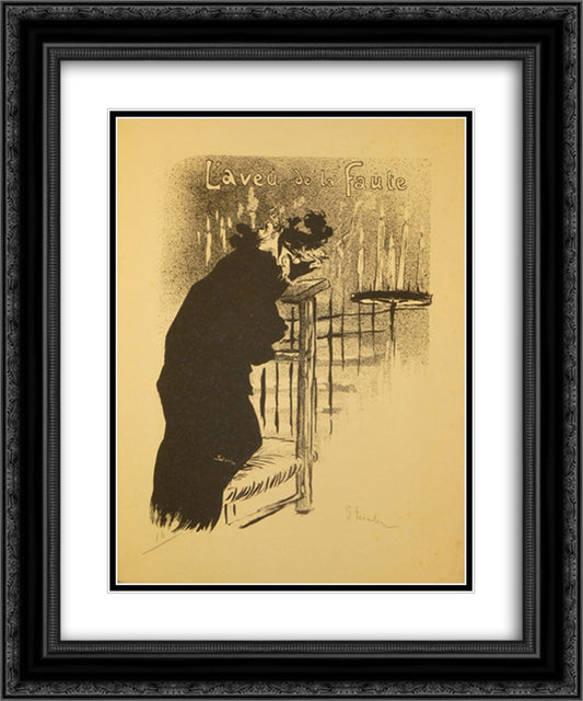 L'Aveu de la Faute 20x24 Black Ornate Wood Framed Art Print Poster with Double Matting by Steinlen, Theophile
