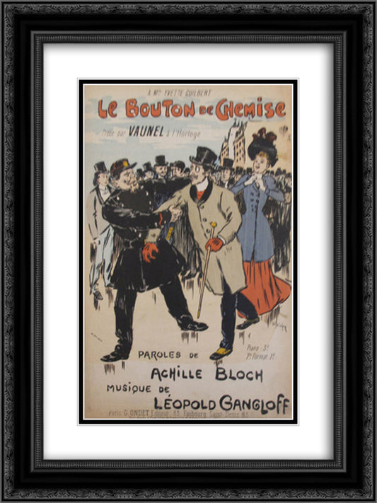 Le Bouton de Chemise 18x24 Black Ornate Wood Framed Art Print Poster with Double Matting by Steinlen, Theophile