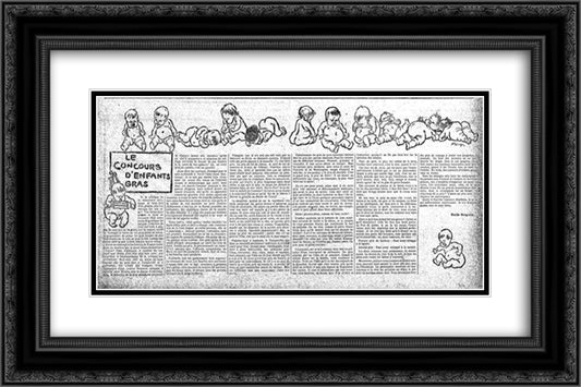 Le Concours D'Enfants Gras 24x16 Black Ornate Wood Framed Art Print Poster with Double Matting by Steinlen, Theophile
